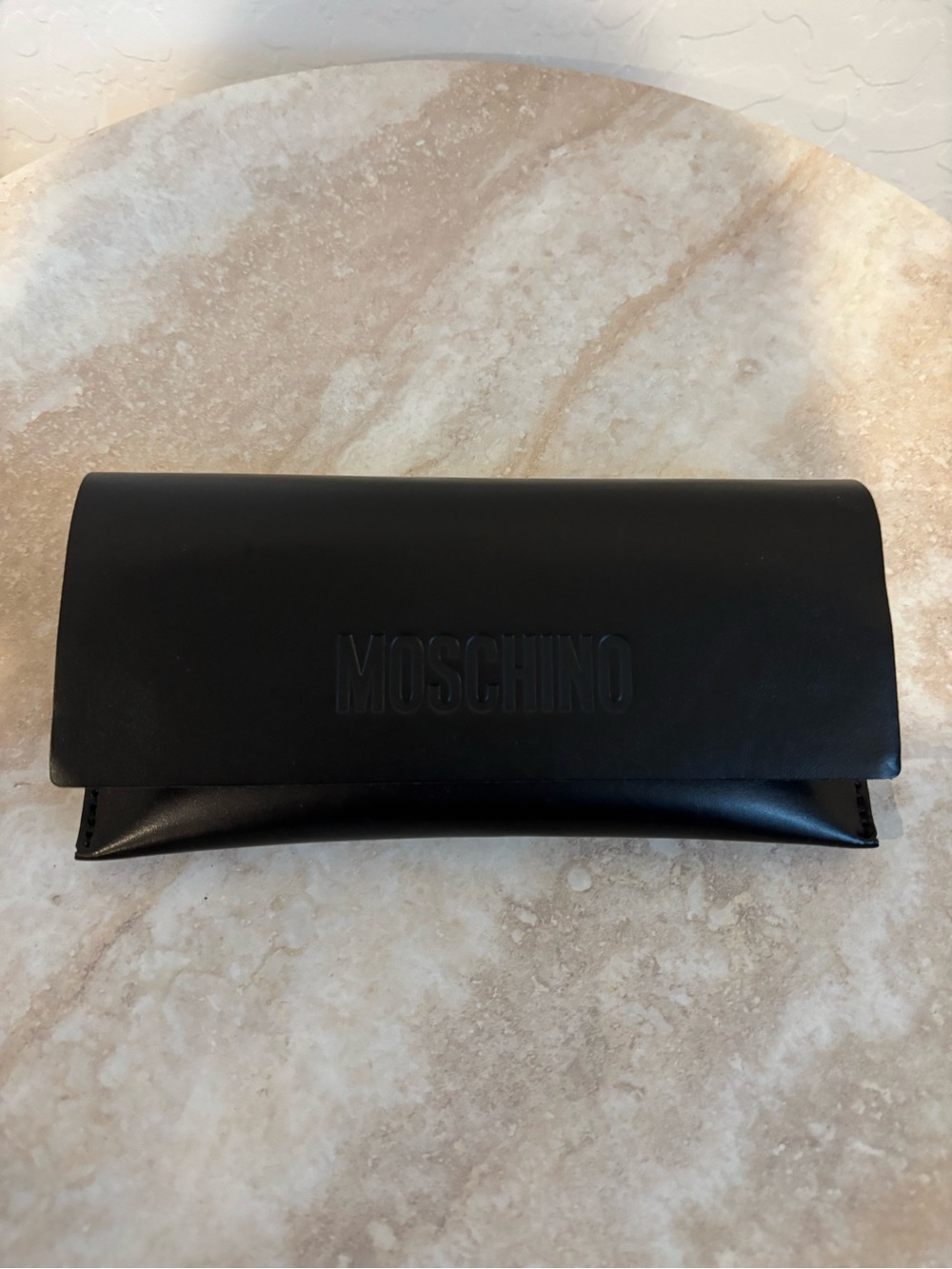 Moschino Black Fold-Over Leather Sunglasses Case